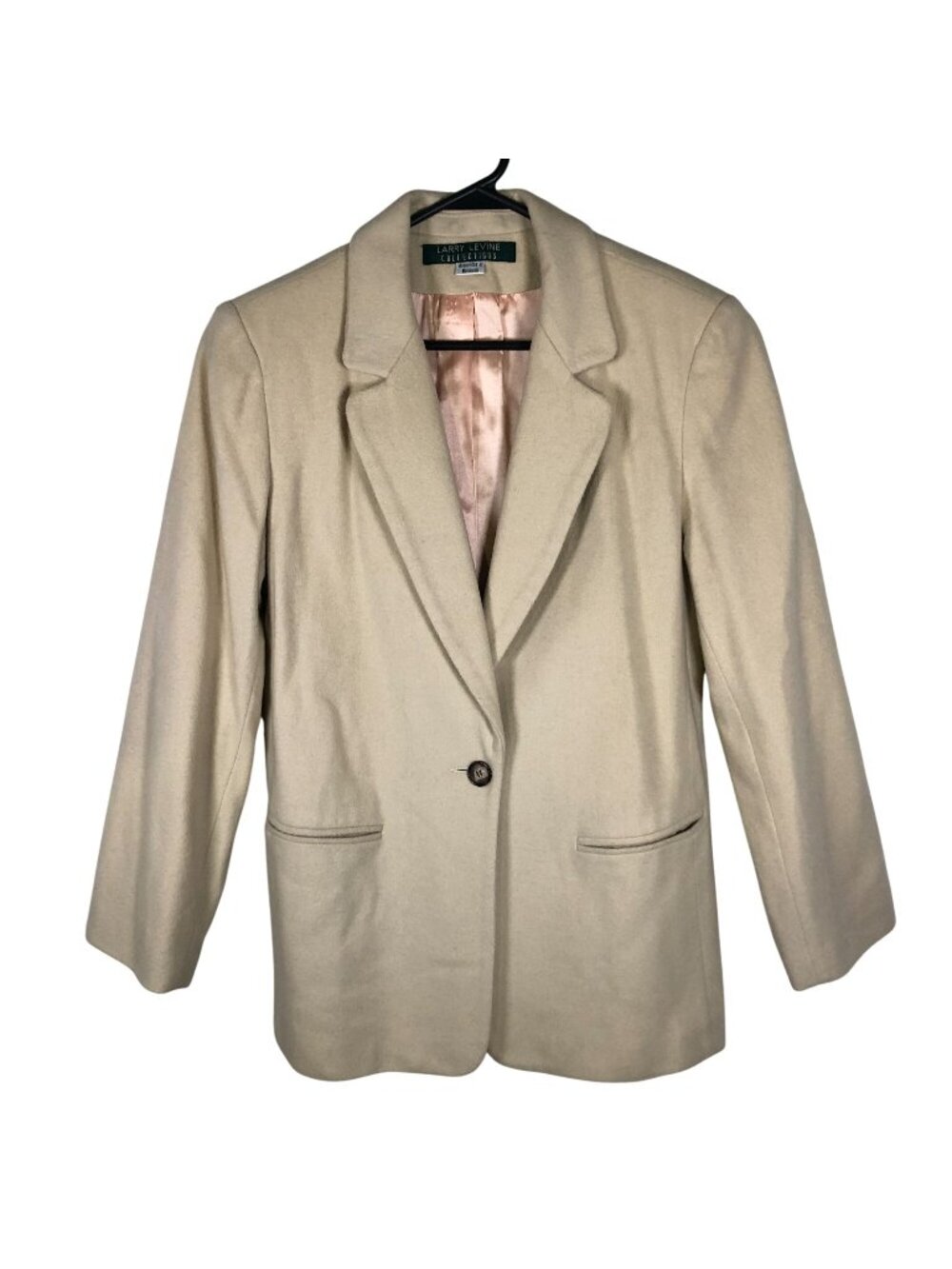 Larry Levine Womens Blazer Jacket Size 10 Classic One-Button Wool Blend Coat